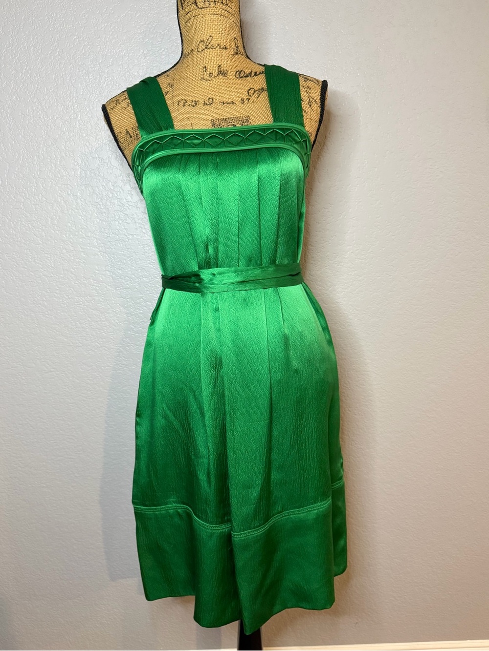 Emerald Green Silk Fit-and-Flare Dress